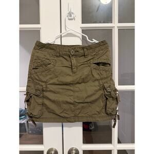 prAna Olive Green Cargo Mini Skirt Women Size 6 Utility Pocket Outdoor Hiking